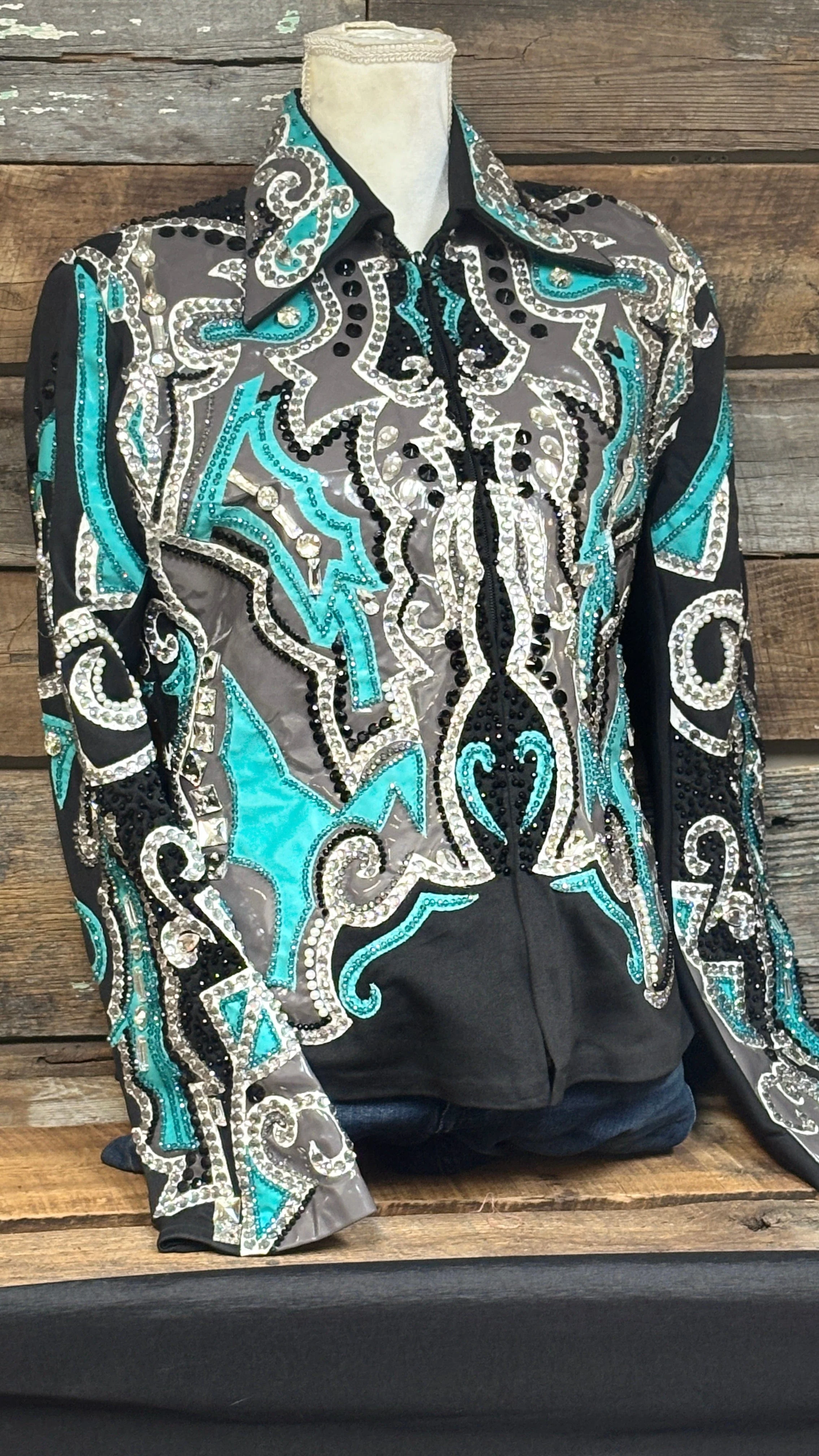 All Day  Show Jacket ~ Teal & Gray - Image 4