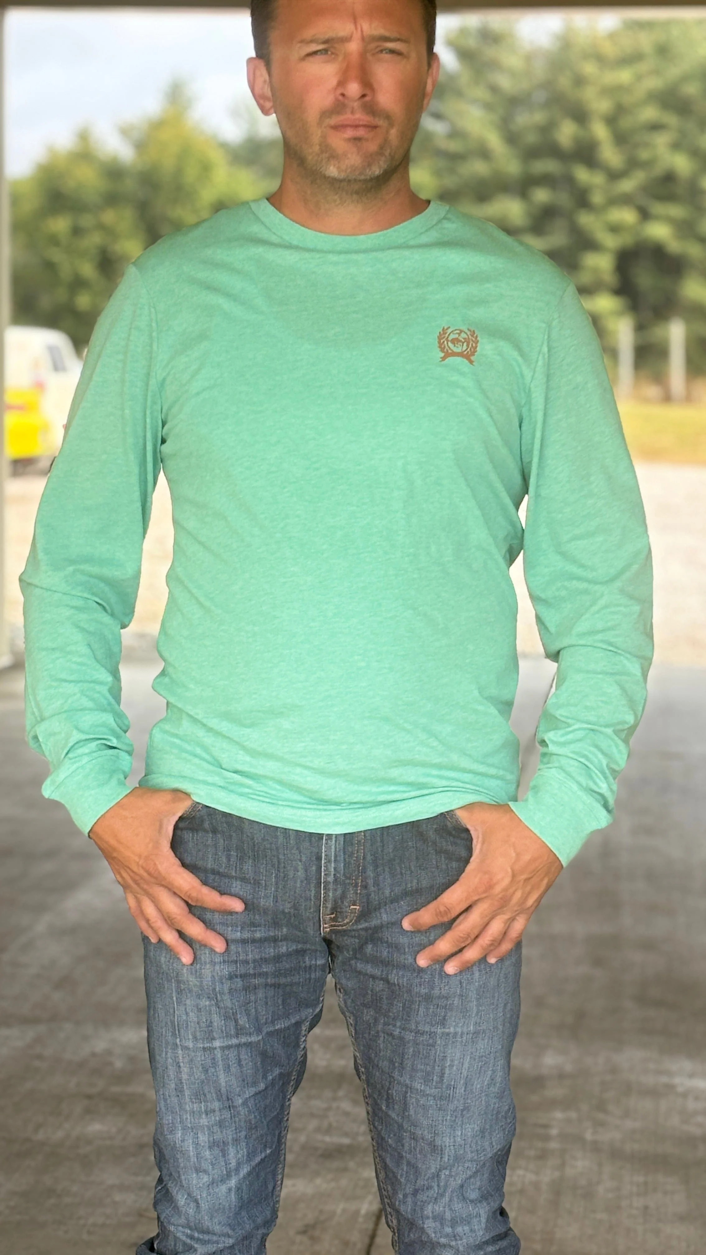 Authentic Cinch Long Sleeve Tee ~ Turquoise - Image 2