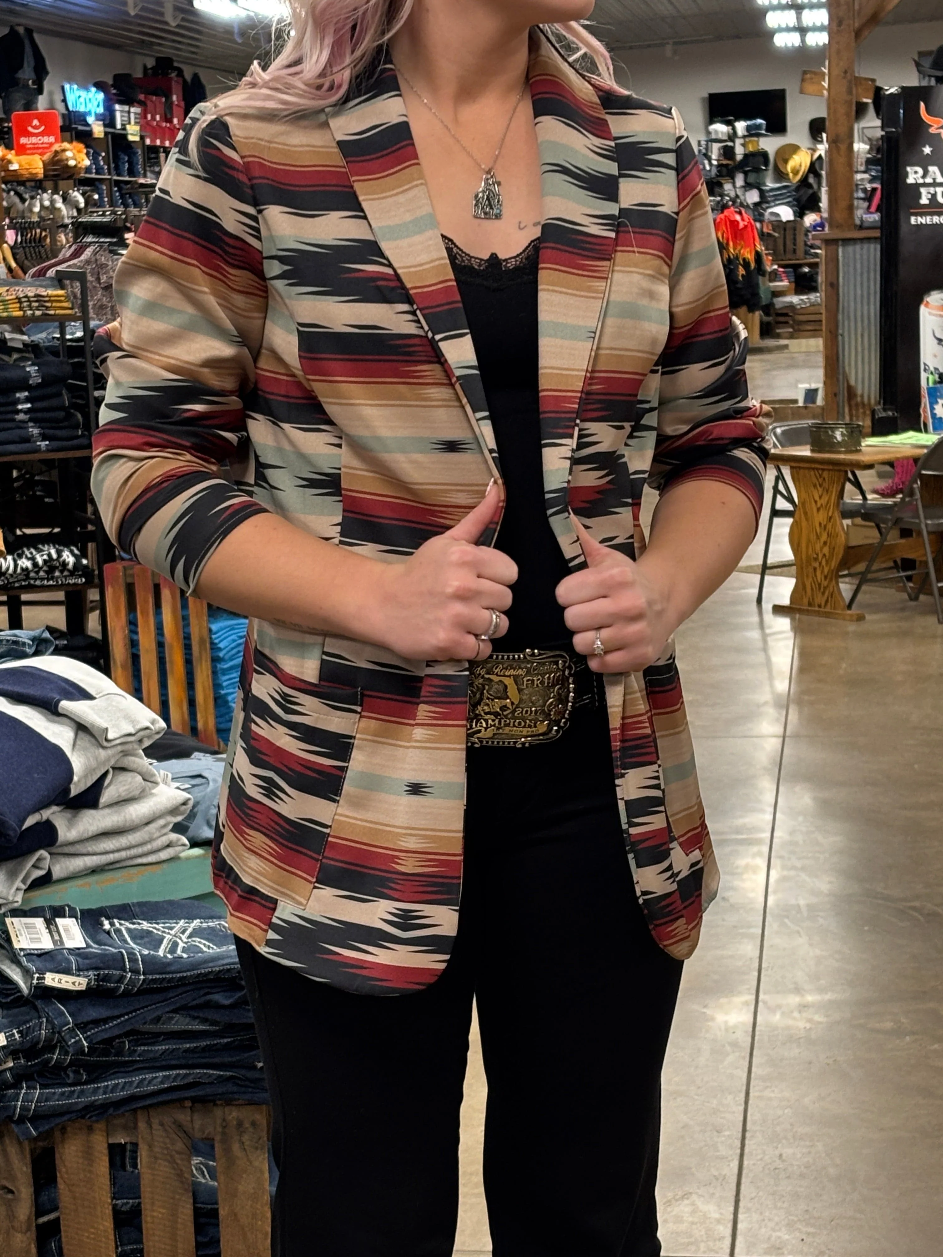 Aztec Print Blazer - Image 2