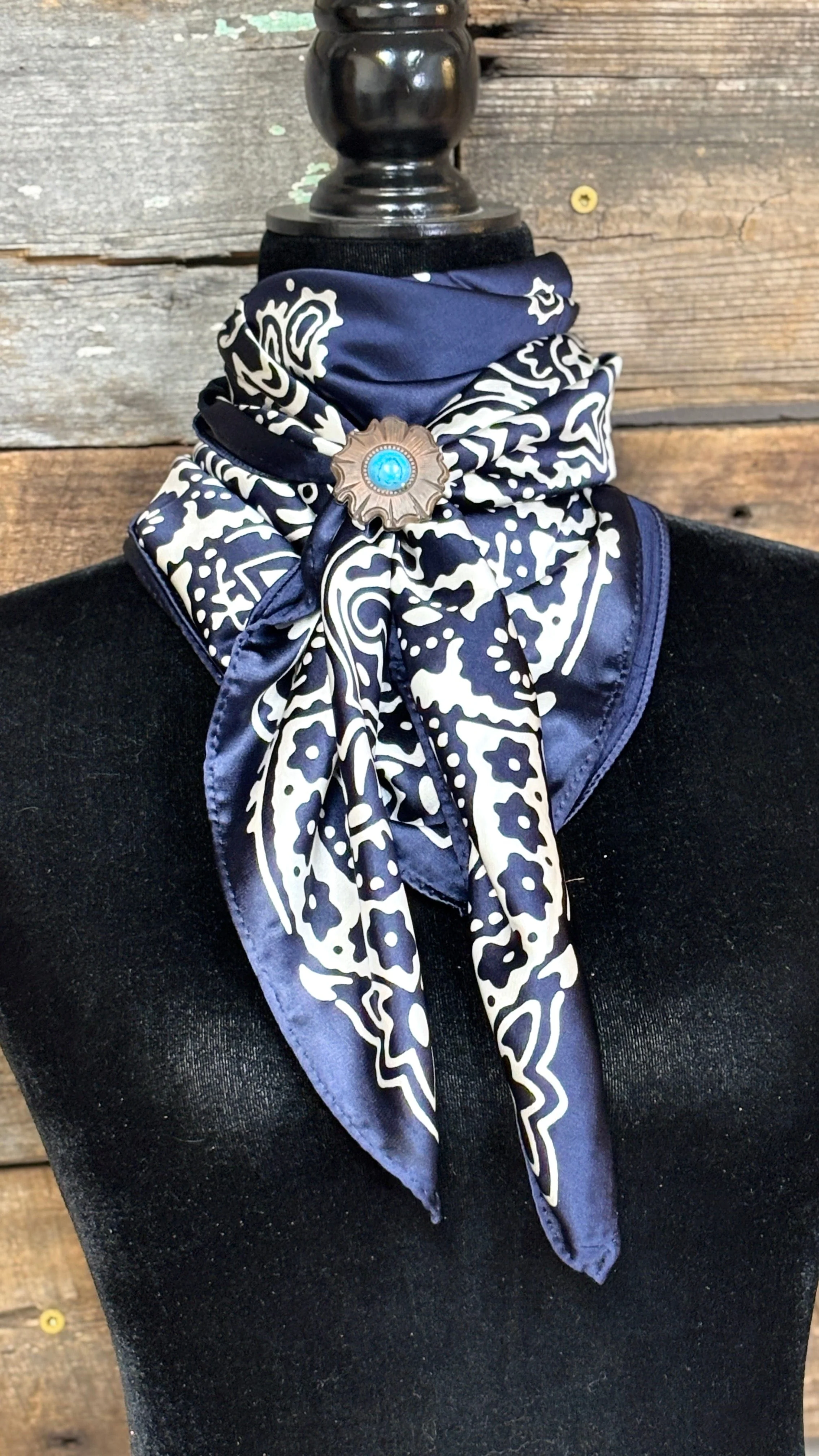 Bandana Print Wild Rag ~ Navy