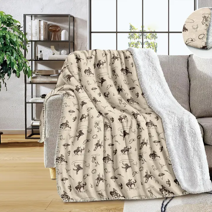 Beige Rodeo Queen Sherpa Blanket