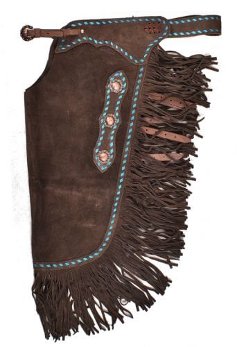 Chocolate Suede Chink W/Turquoise Buckstitch - Image 3