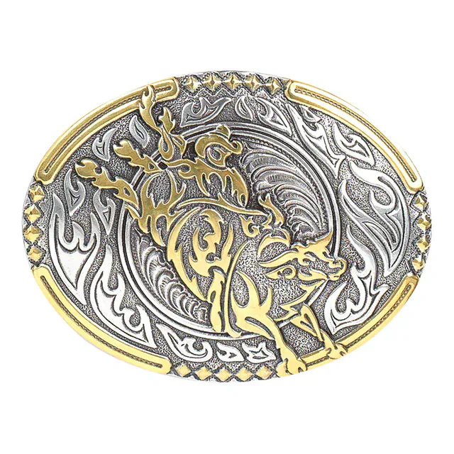 Gold Bucking Bull Belt Buckle