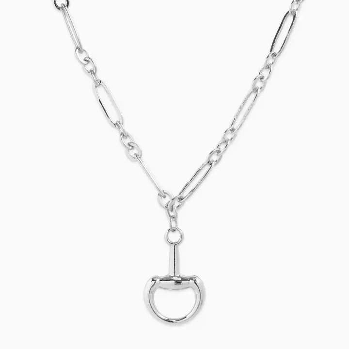 Horsebit Linked Chain Necklace ~ Rhodium
