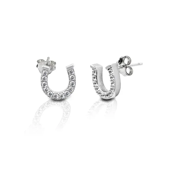 Kelly Herd Brass Horseshoe Earrings W/Stones