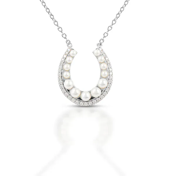Kelly Herd Brass Pearl Horseshoe Necklace