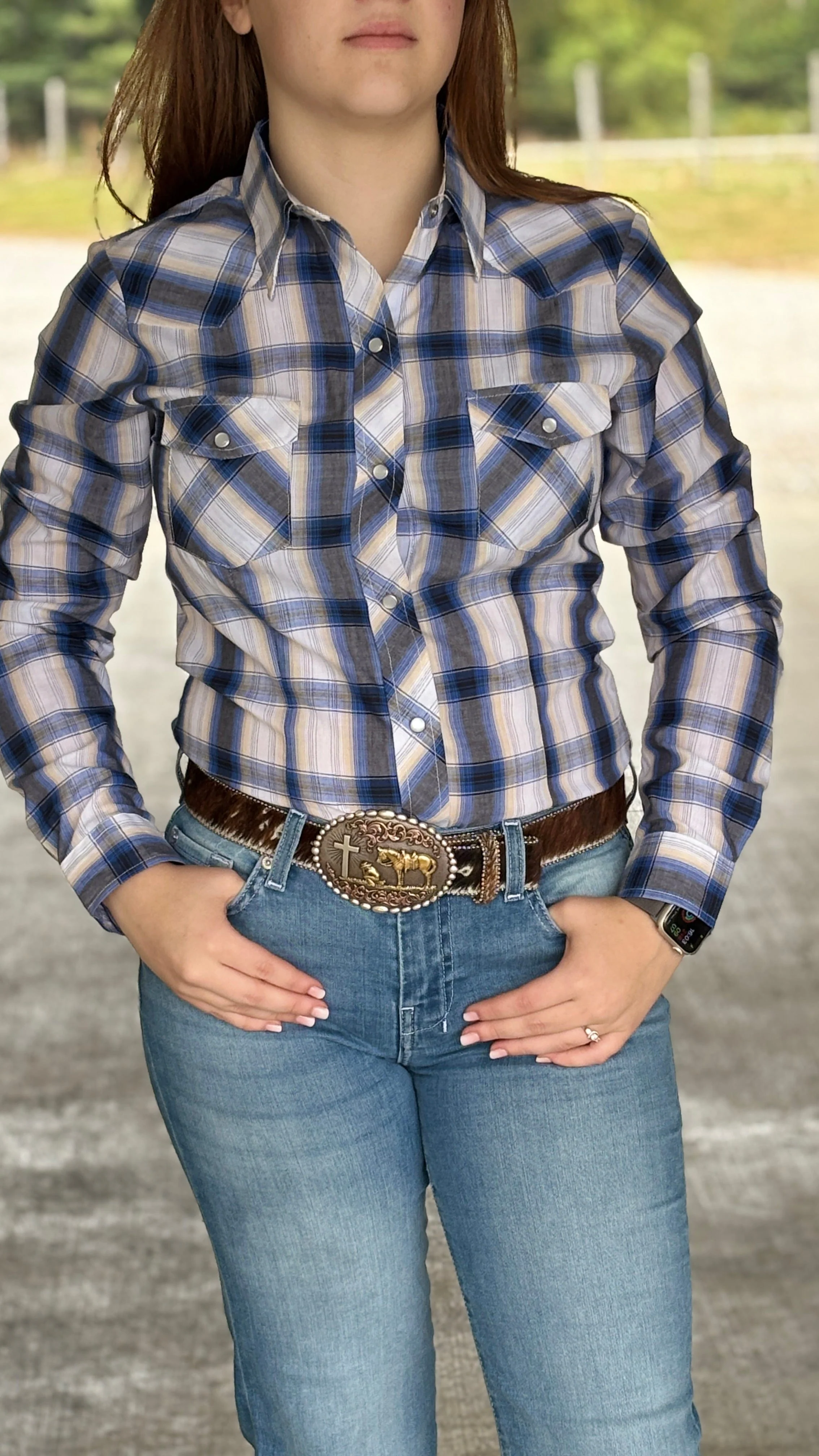 Ladies Navy Plaid by Roper