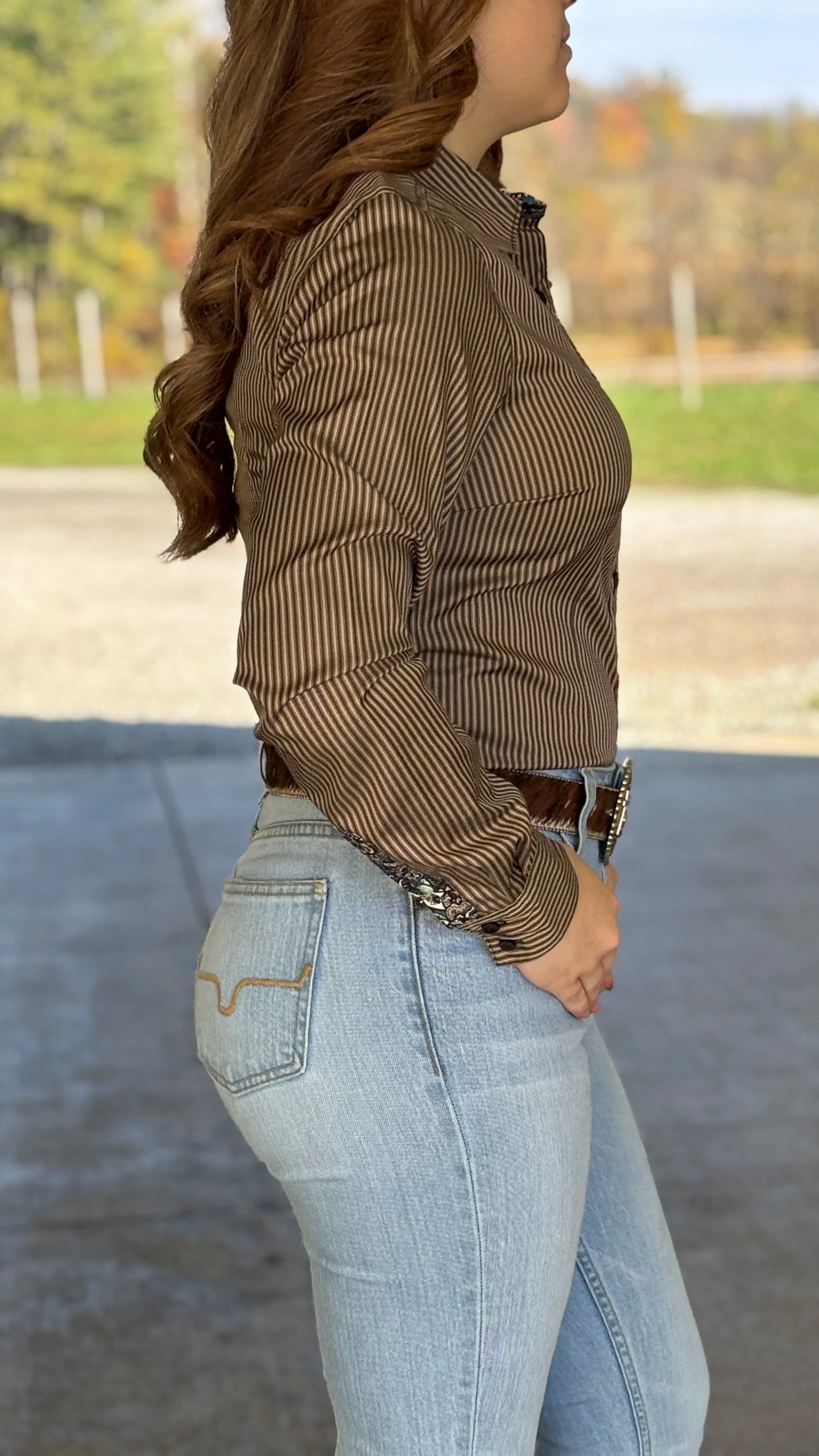 Ladies Striped Cinch ~ Brown - Image 2