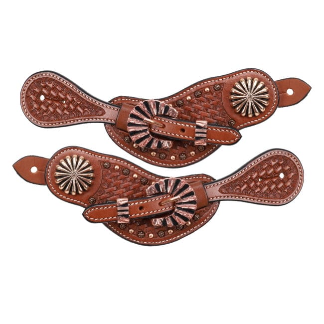 Leather Bronze Scallop Spur Strap