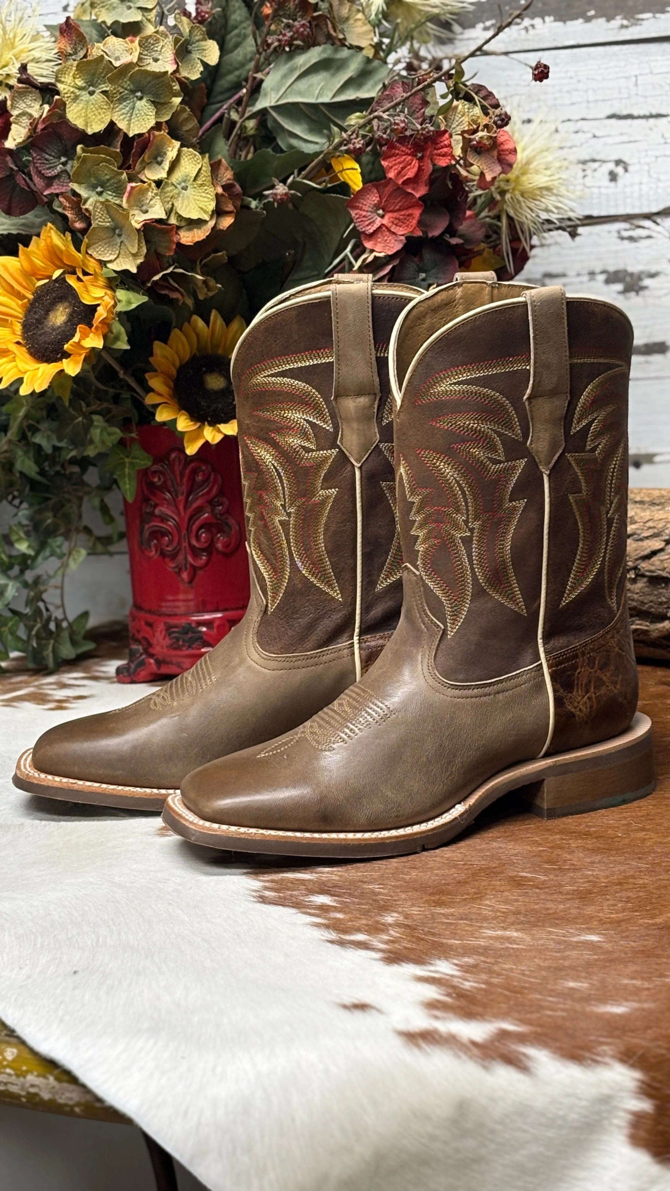 Men’s Cowhide Wide Square Boots