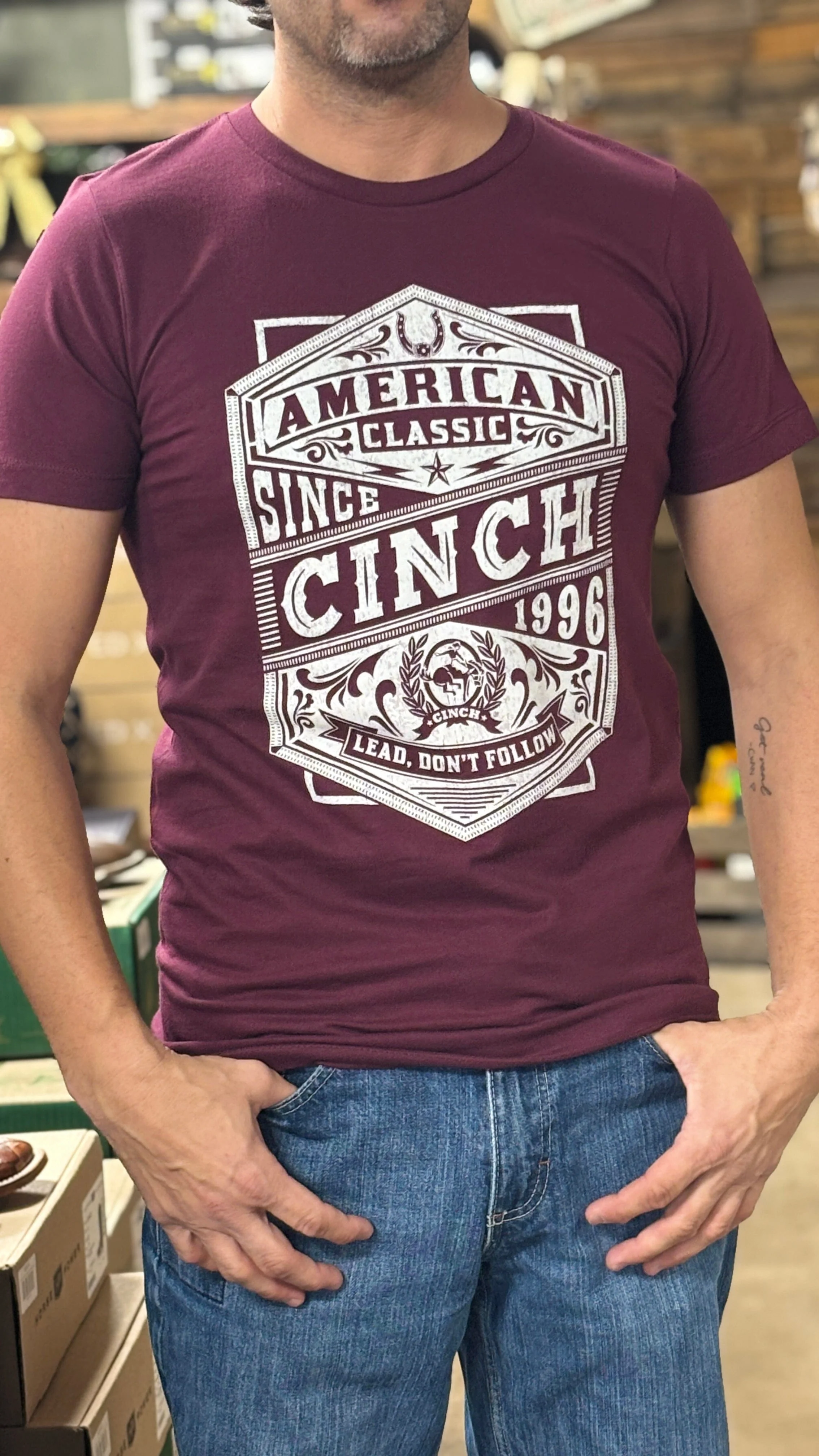 Men's Cinch Classic Tee ~ Burgundy