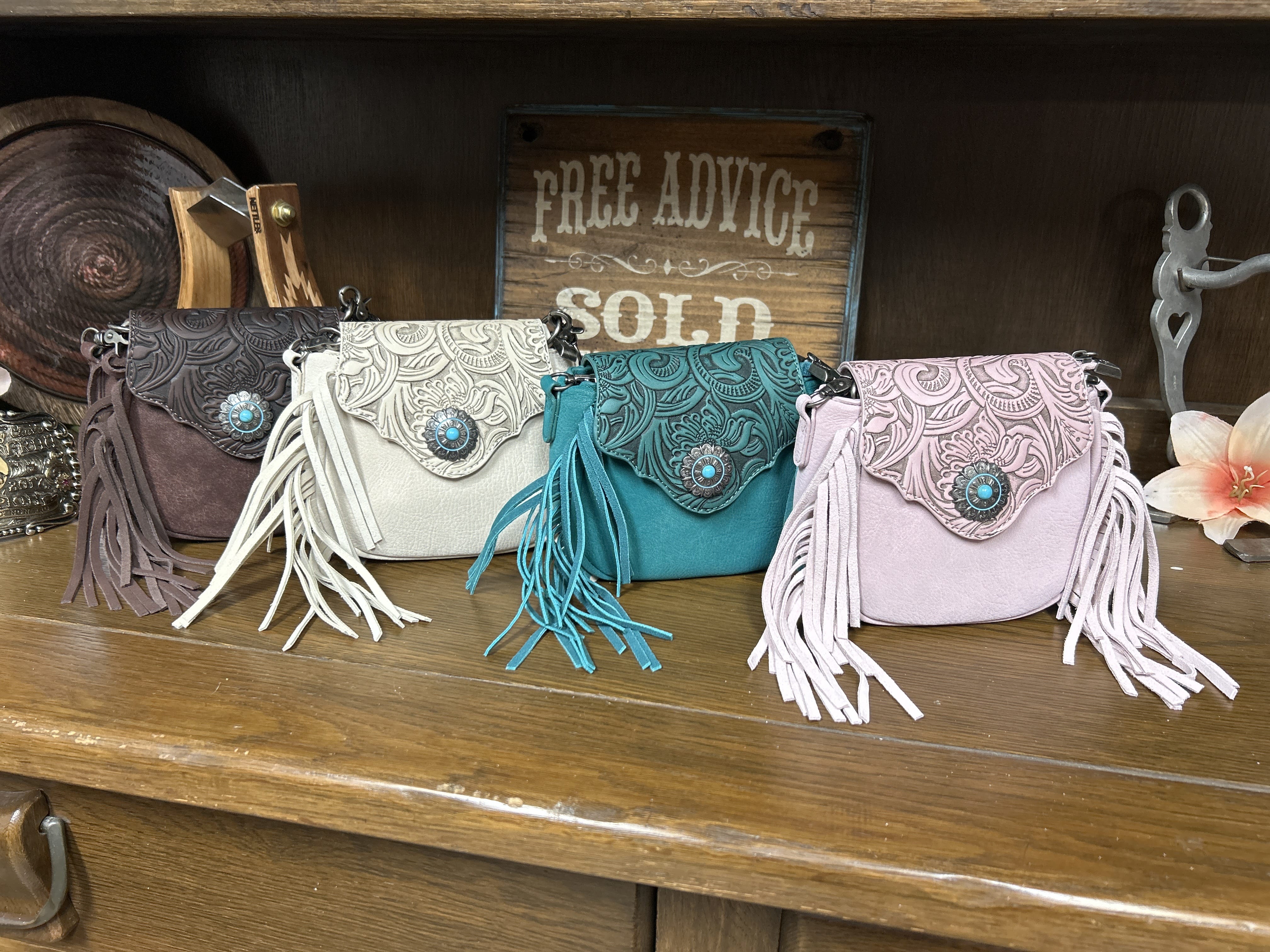 MW Embossed Fringe Mini Crossbody