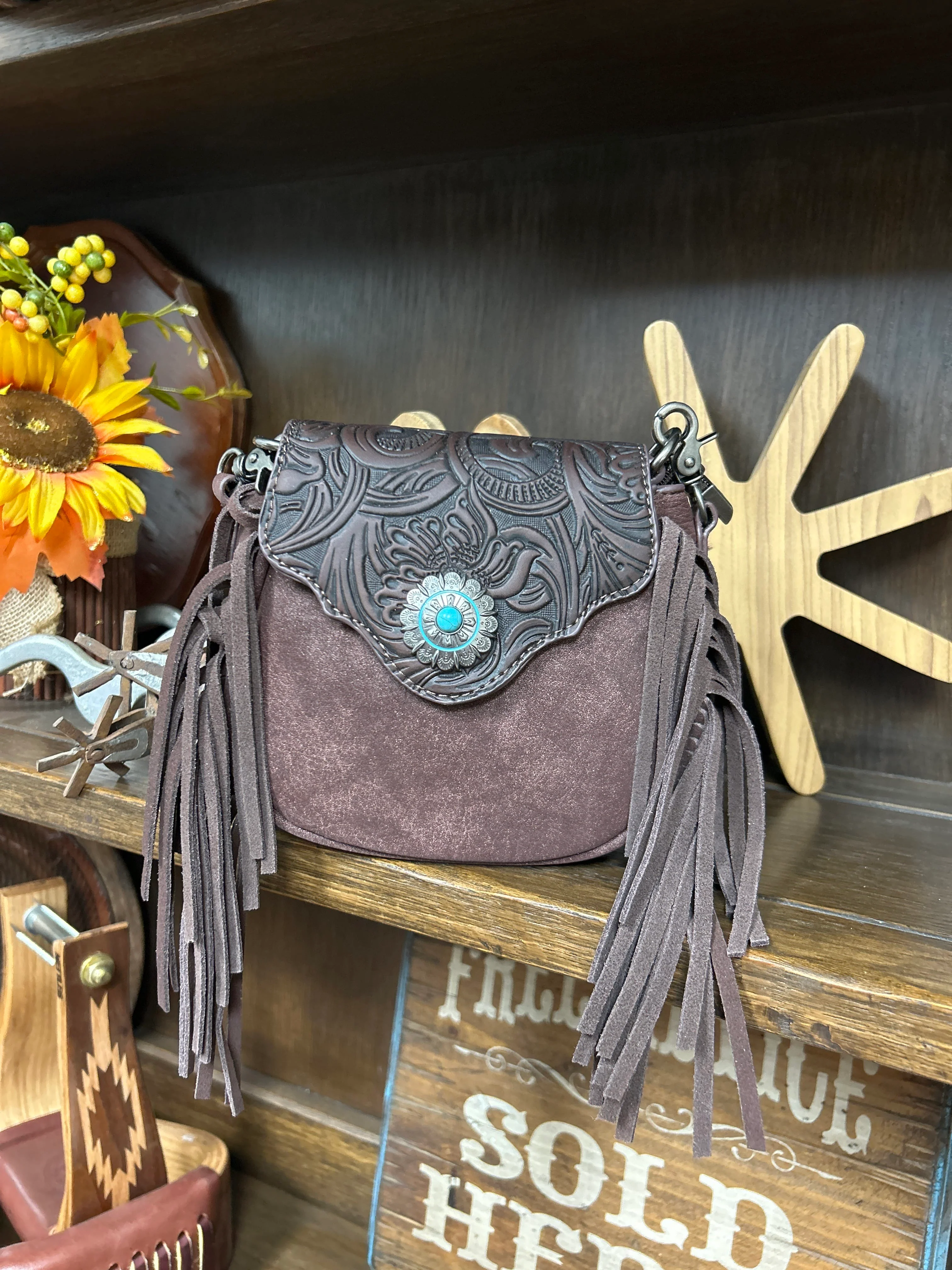 MW Embossed Fringe Mini Crossbody - Image 2