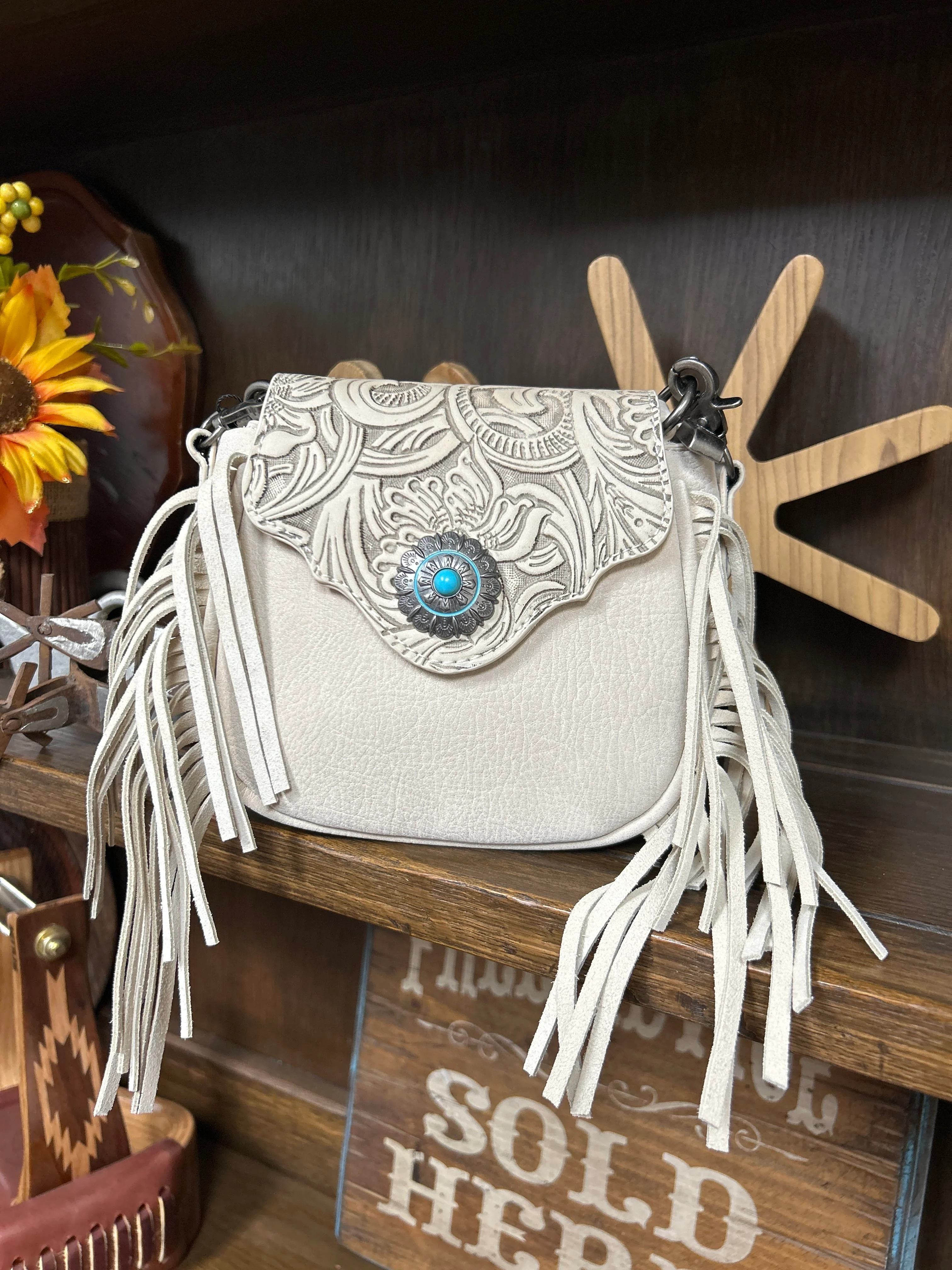 MW Embossed Fringe Mini Crossbody - Image 3