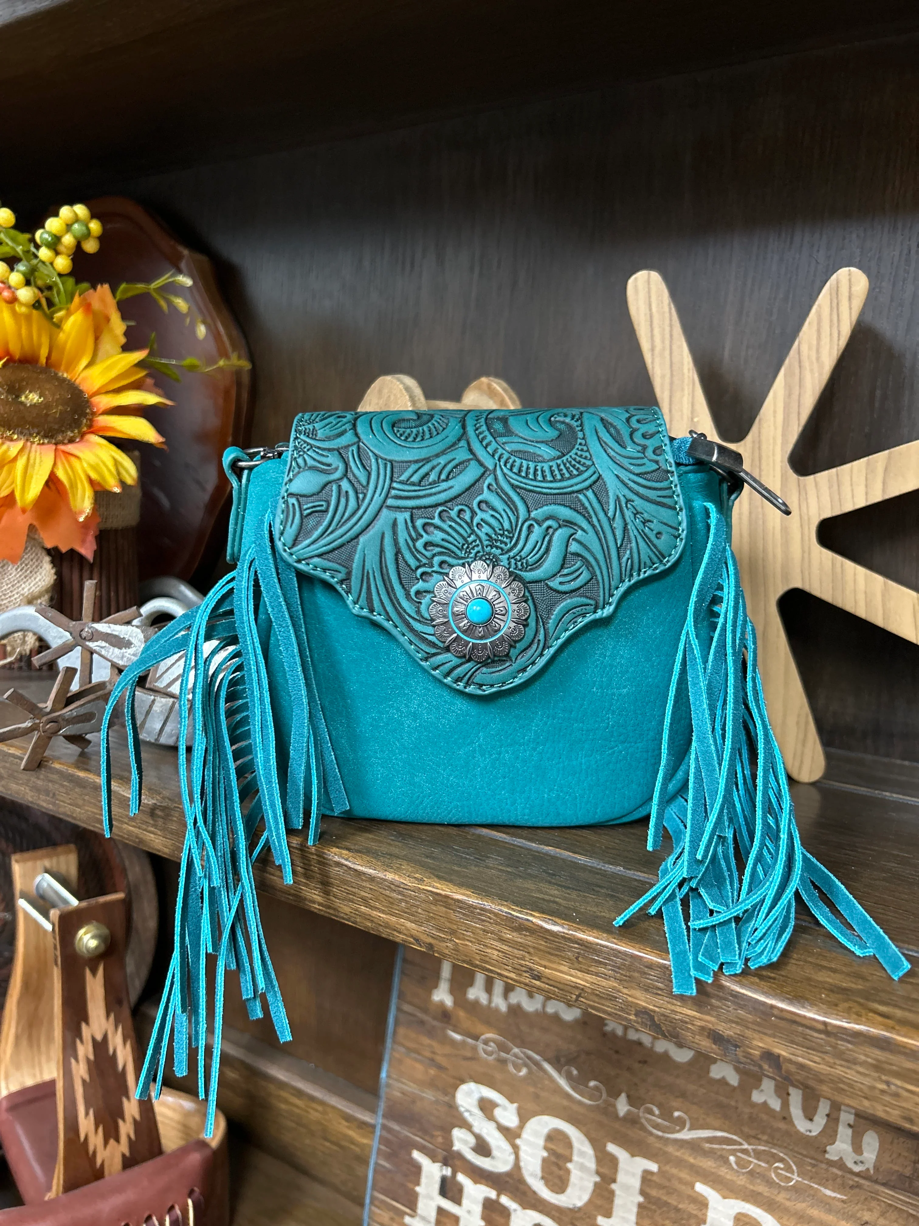 MW Embossed Fringe Mini Crossbody - Image 4