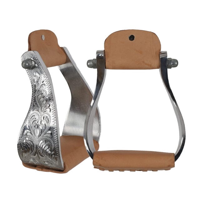 Polished Aluminum Engraved Wide Stirrups