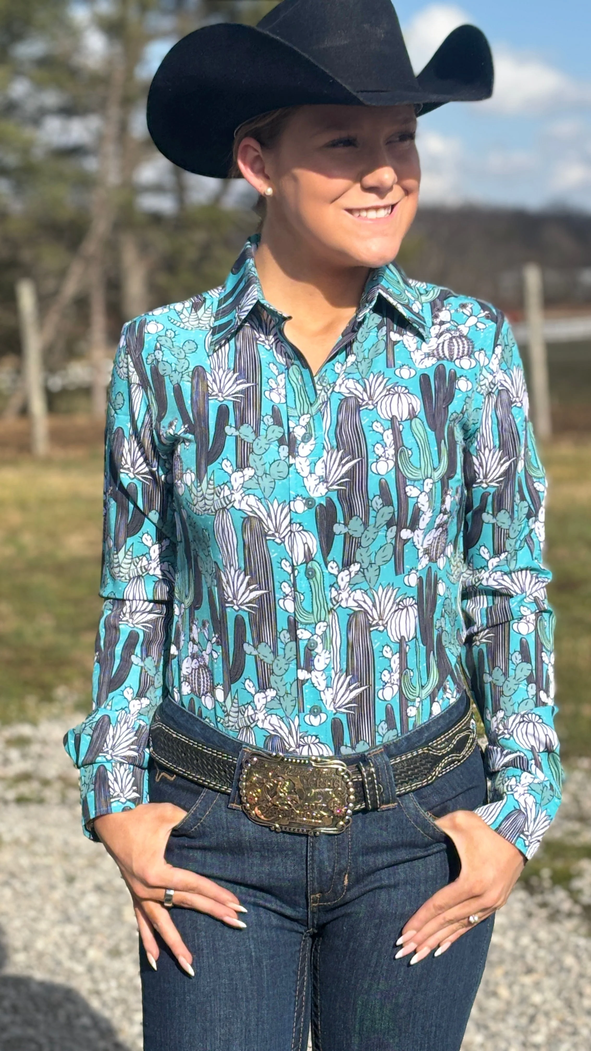 RHC Easy Care Show Shirt ~ Cactus Print