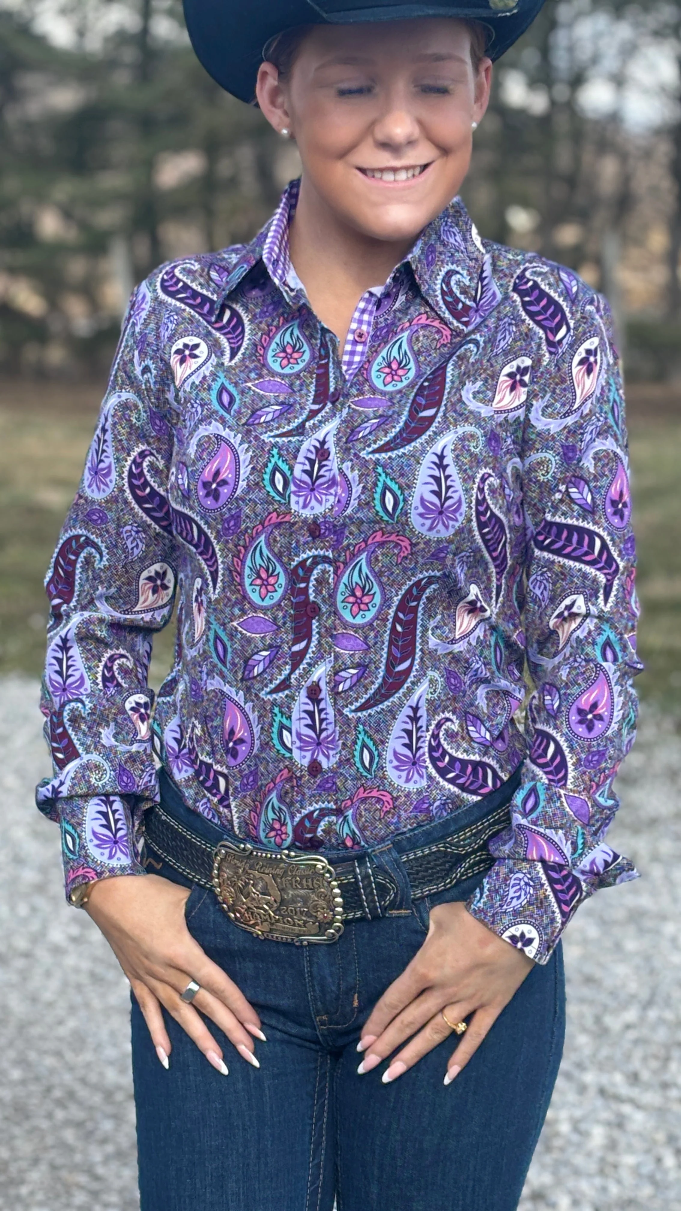 RHC Easy Care Show Shirt ~ Rainbow Paisley