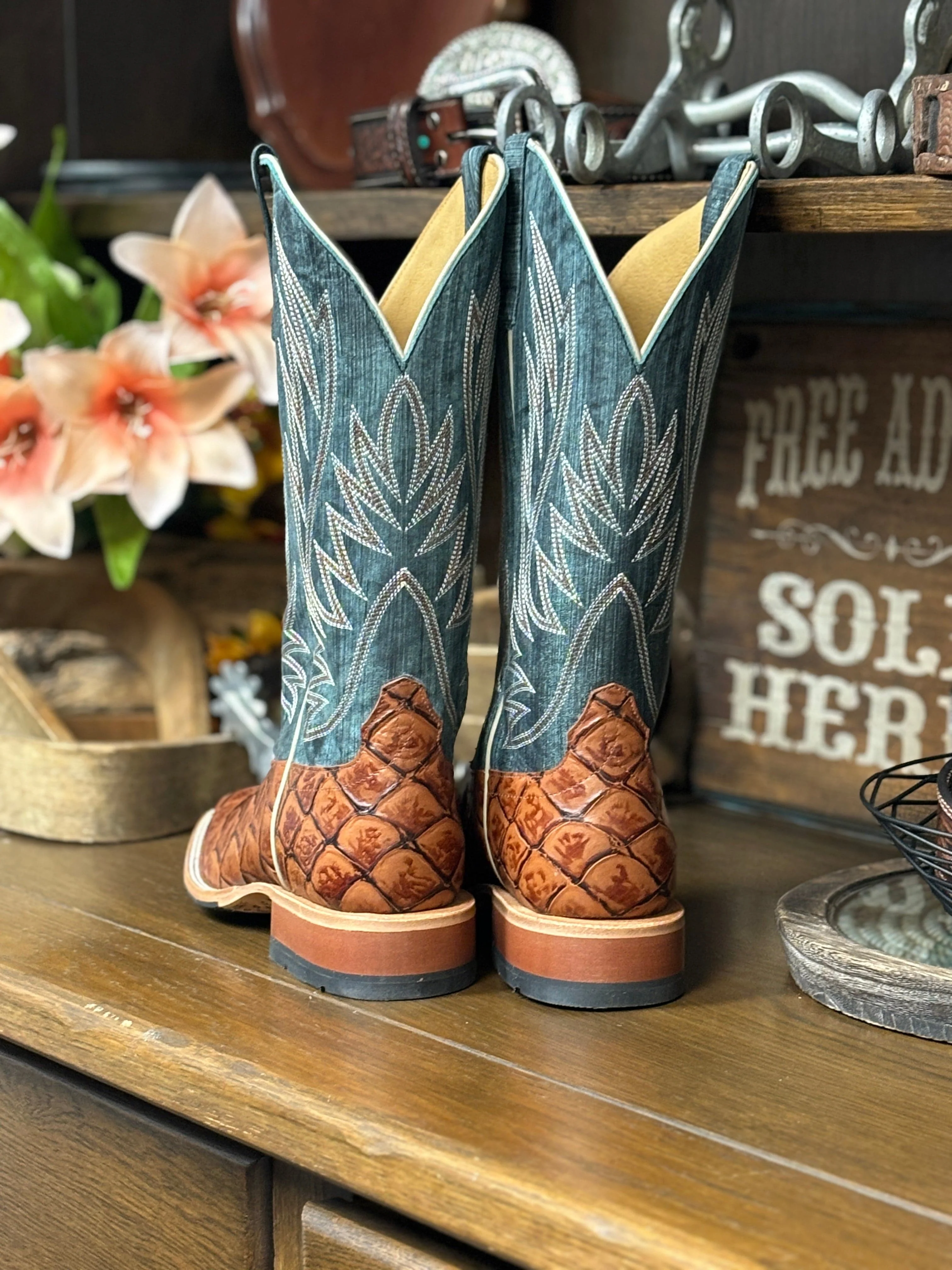 Cognac Filet Fo Fish Boots by Horse Power - Image 3