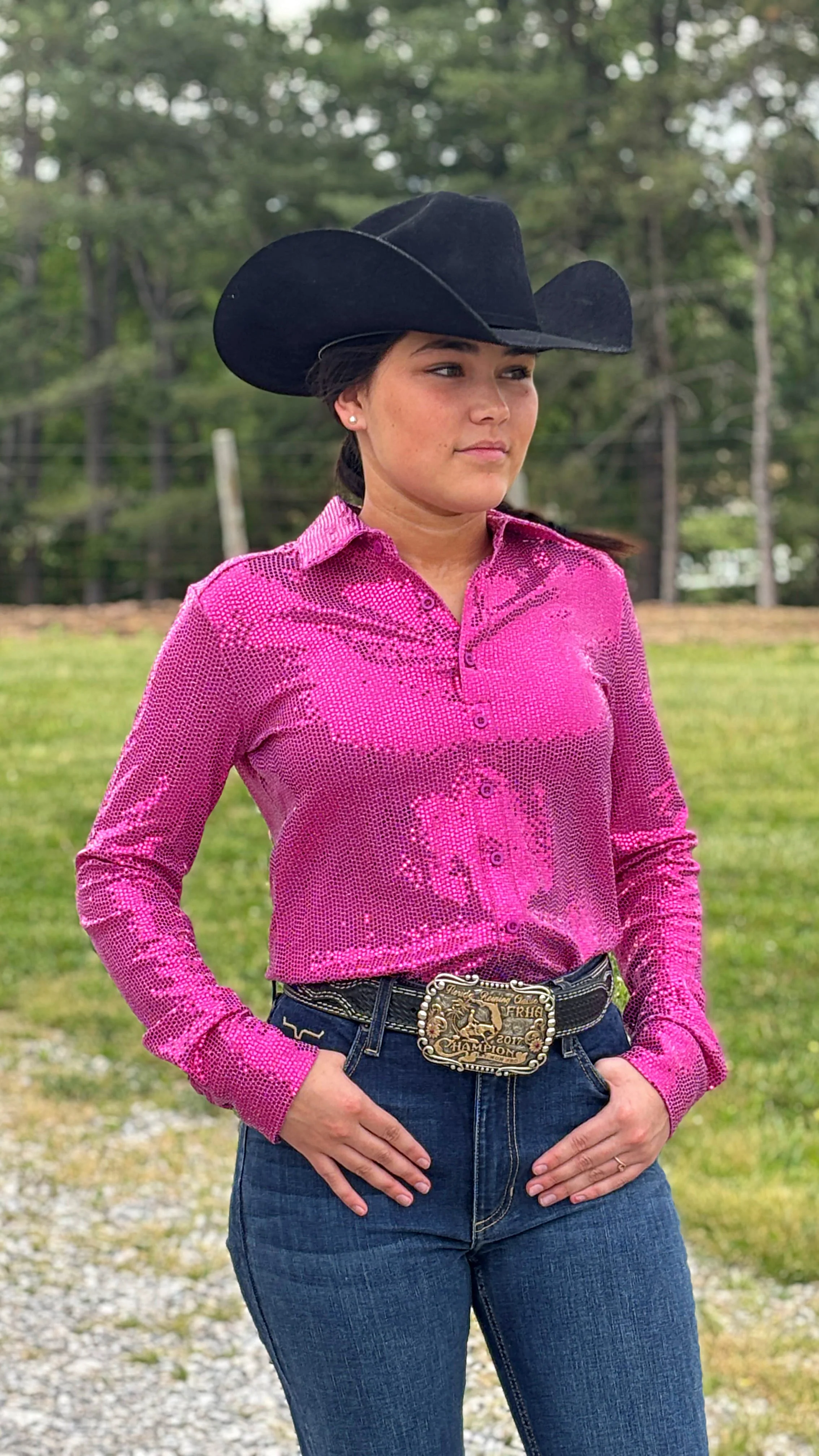 Sequin Pullover Button Up