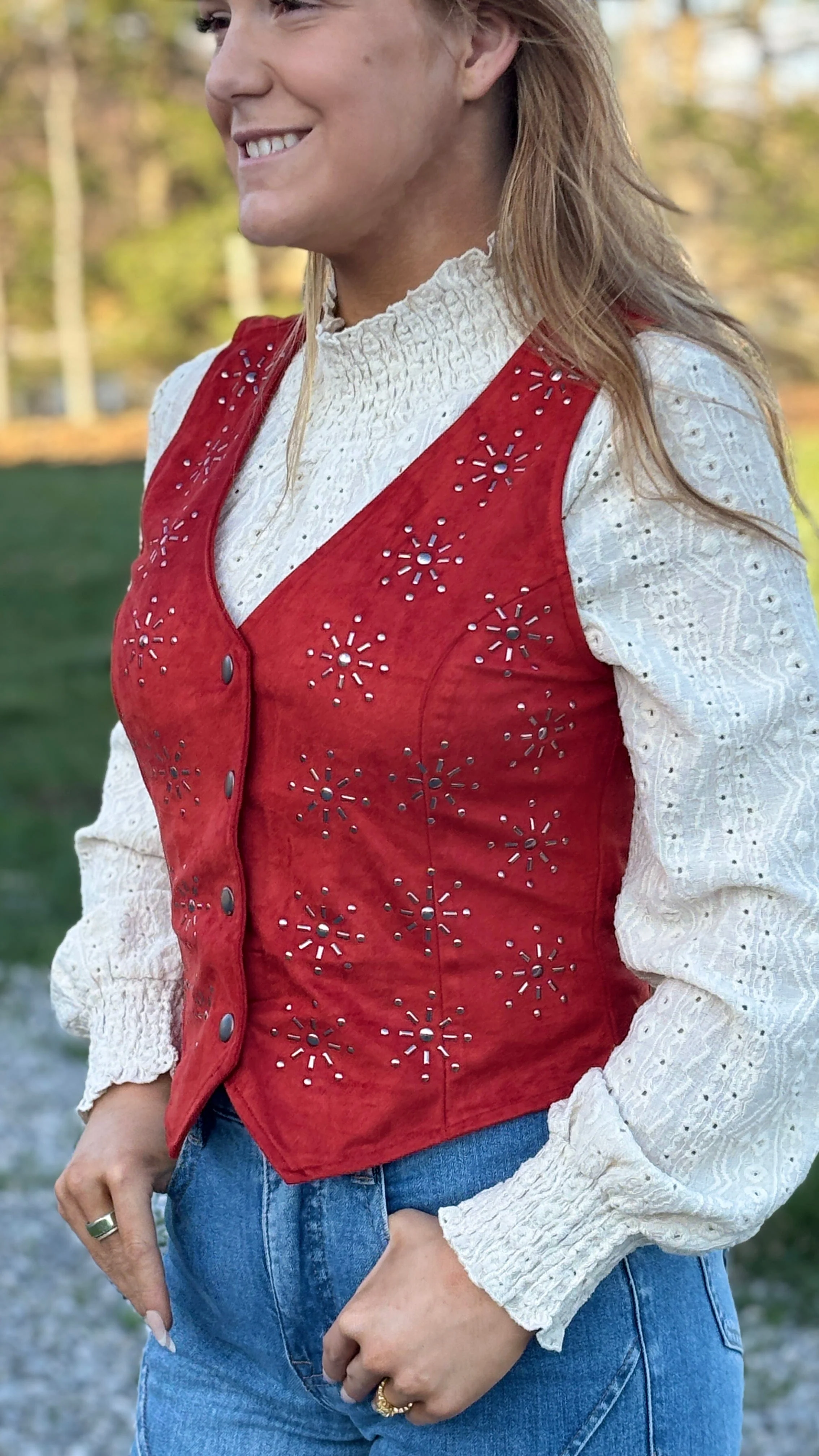 Studded Microsuede Vest by Rock & Roll
