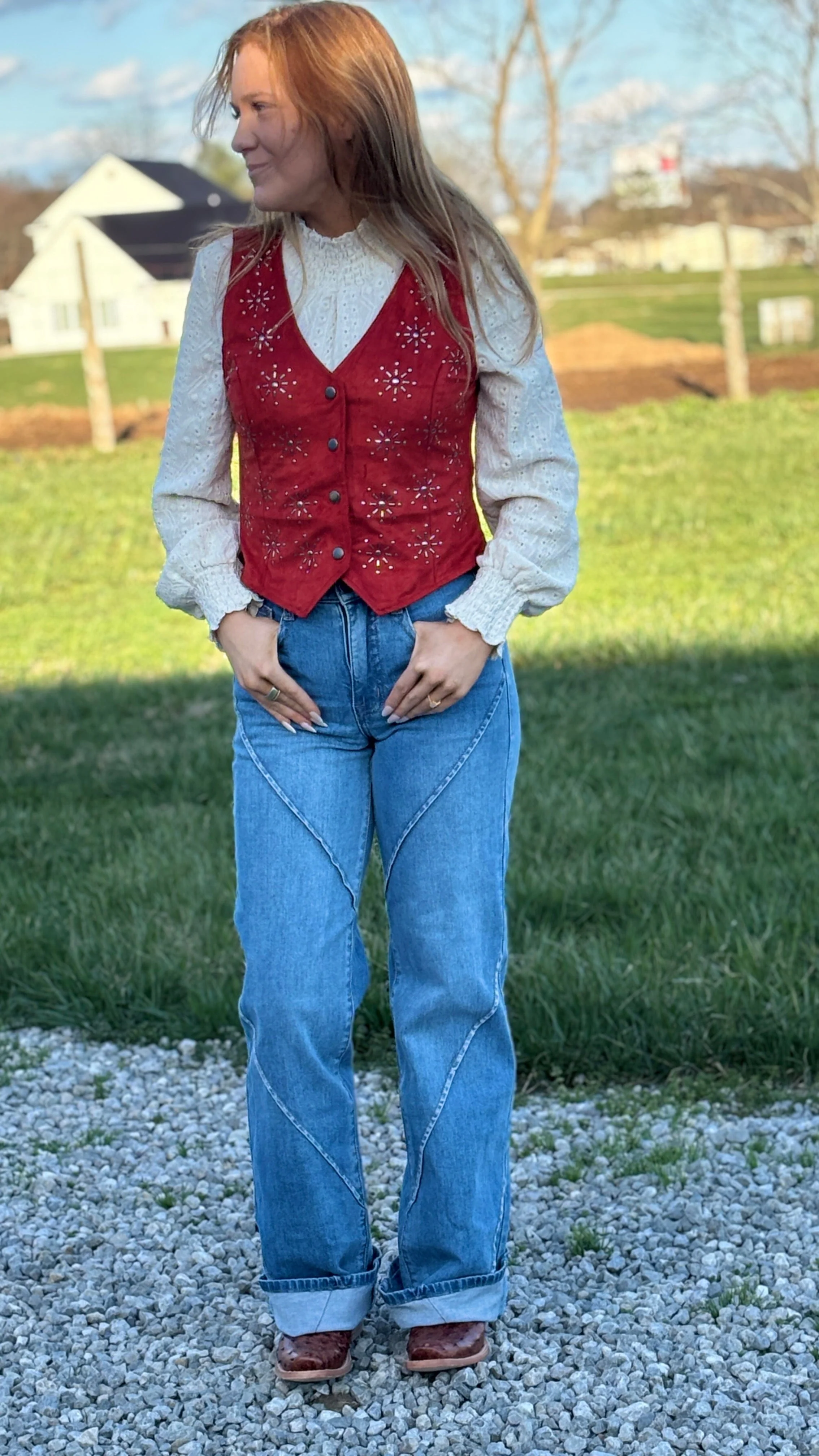 Studded Microsuede Vest by Rock & Roll - Image 3