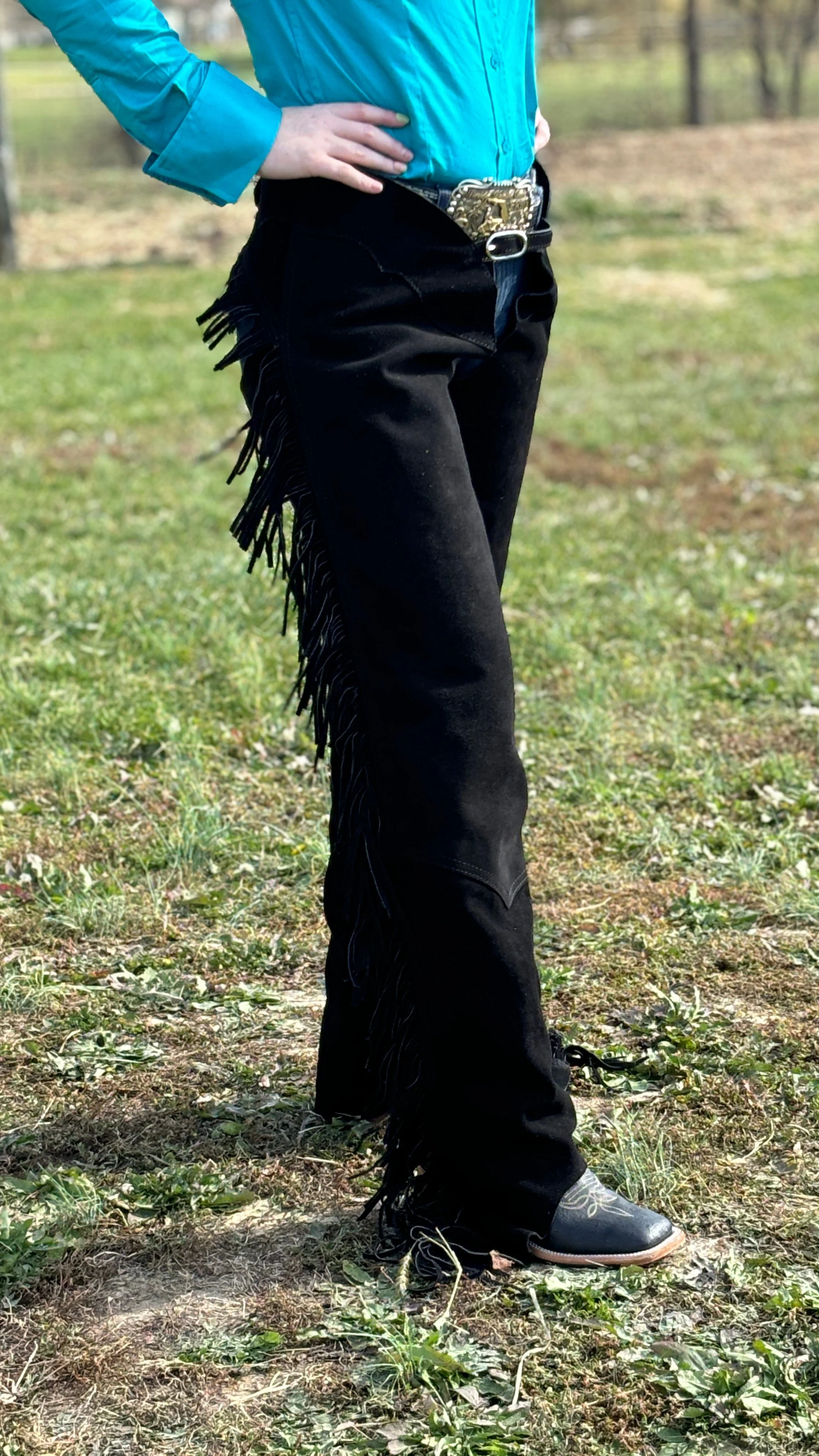 Suede Leather Chaps ~ Black - Image 4