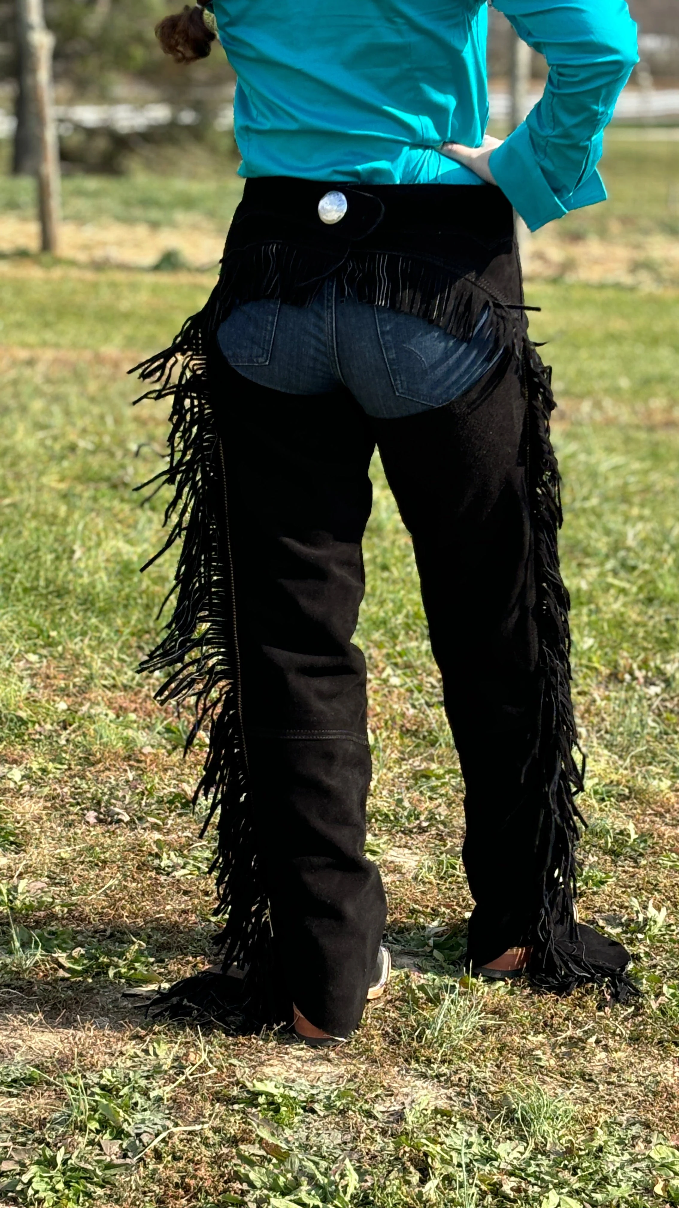 Suede Leather Chaps ~ Black - Image 5