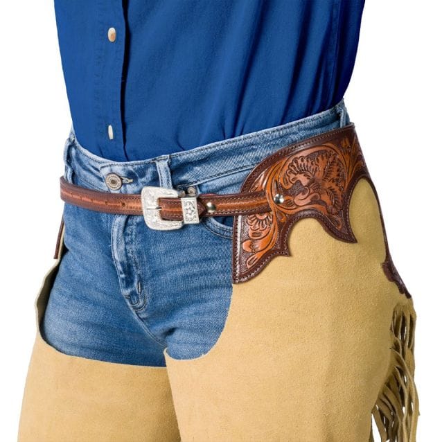 Suede Tooled Top Chaps ~ Sand - Image 4