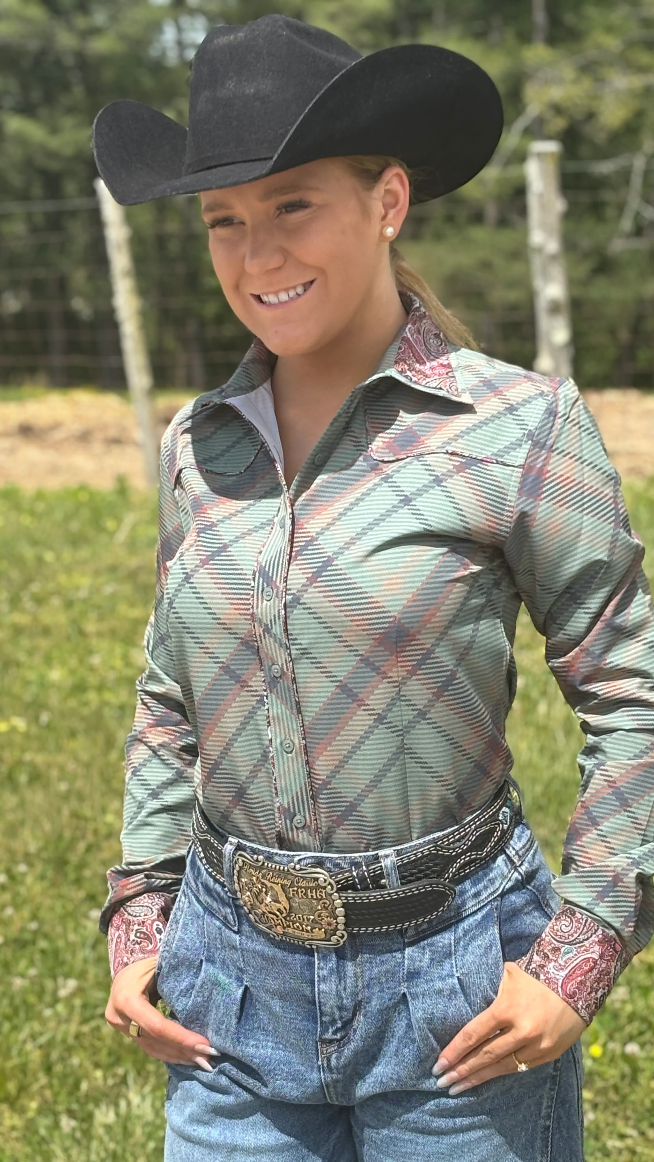 RHC Green Plaid Easy Care Button Up