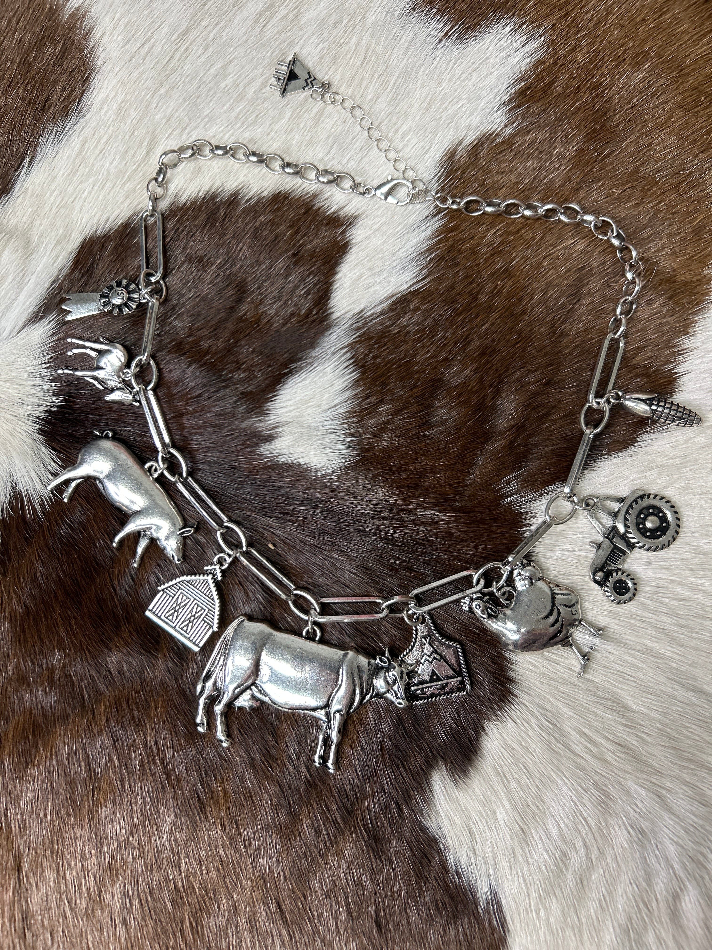 Western Farm Theme Charm Necklace