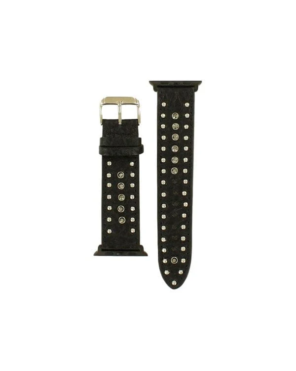 Western Leather Watch Band ~ Black Stone