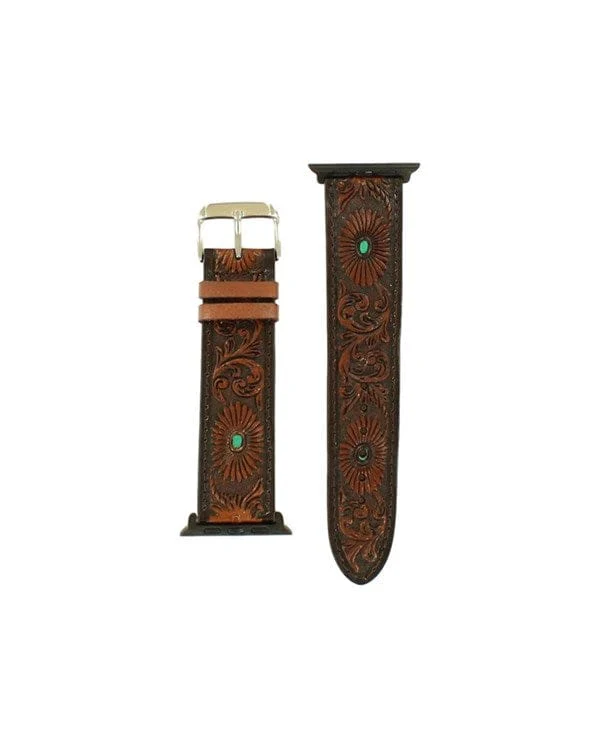 Western Leather Watch Band ~ Floral Tooled
