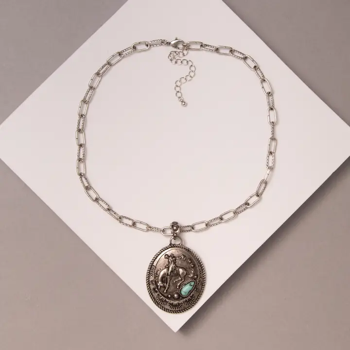 Western Oval Stone Rodeo Necklace