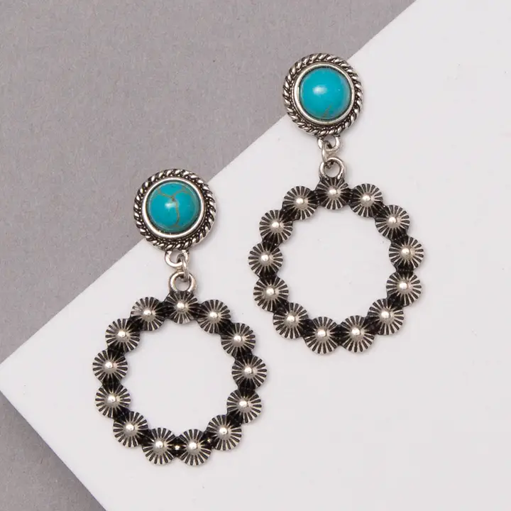 Western Round Turquoise Earrings