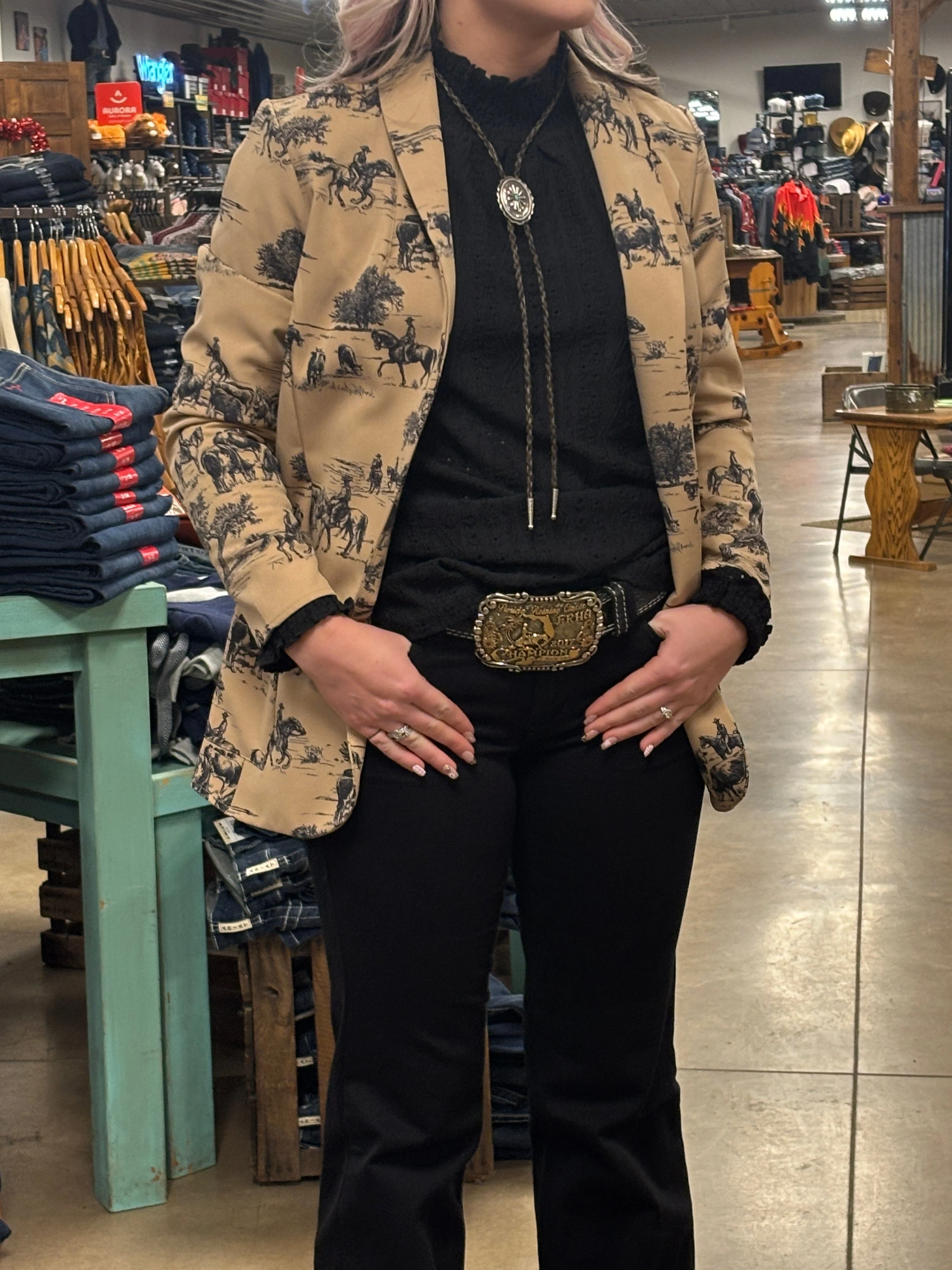 Wild West Print Woven Blazer - Image 2