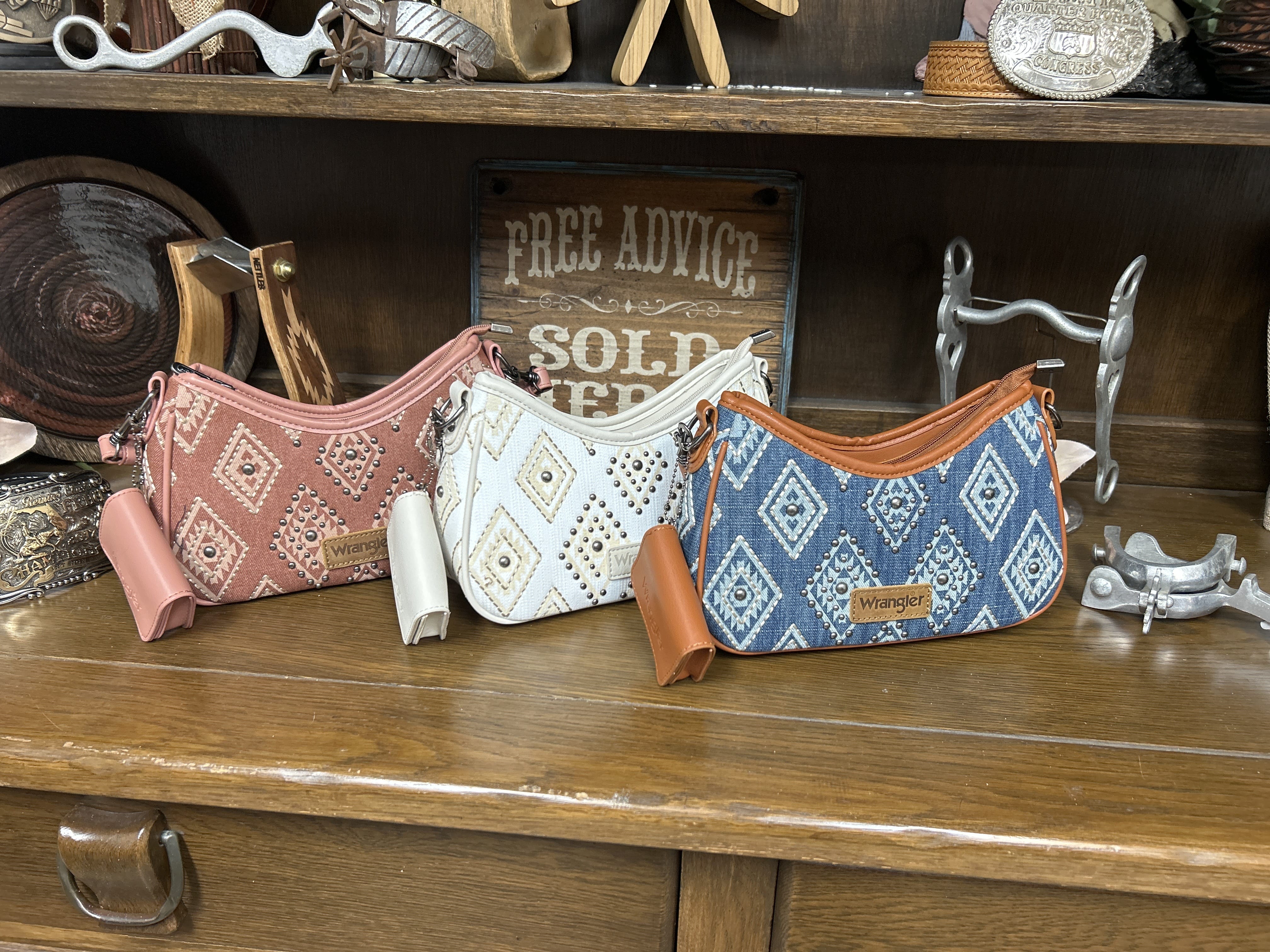 Wrangler Aztec Studded Shoulder Bag with Mini Pouch