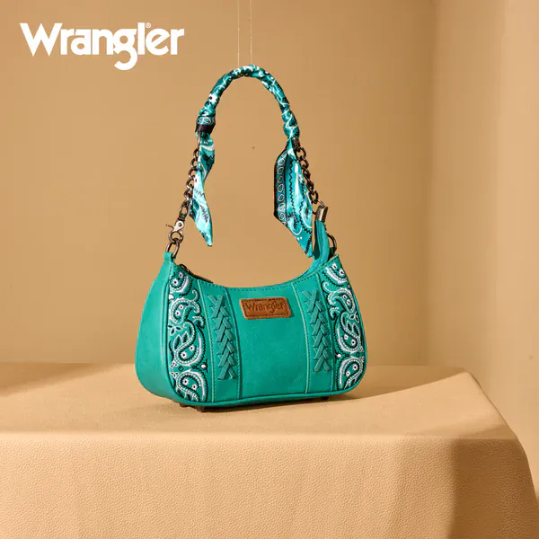Wrangler Bandana Paisley Print Shoulder Bag/ Crossbody - Turquoise - Image 2