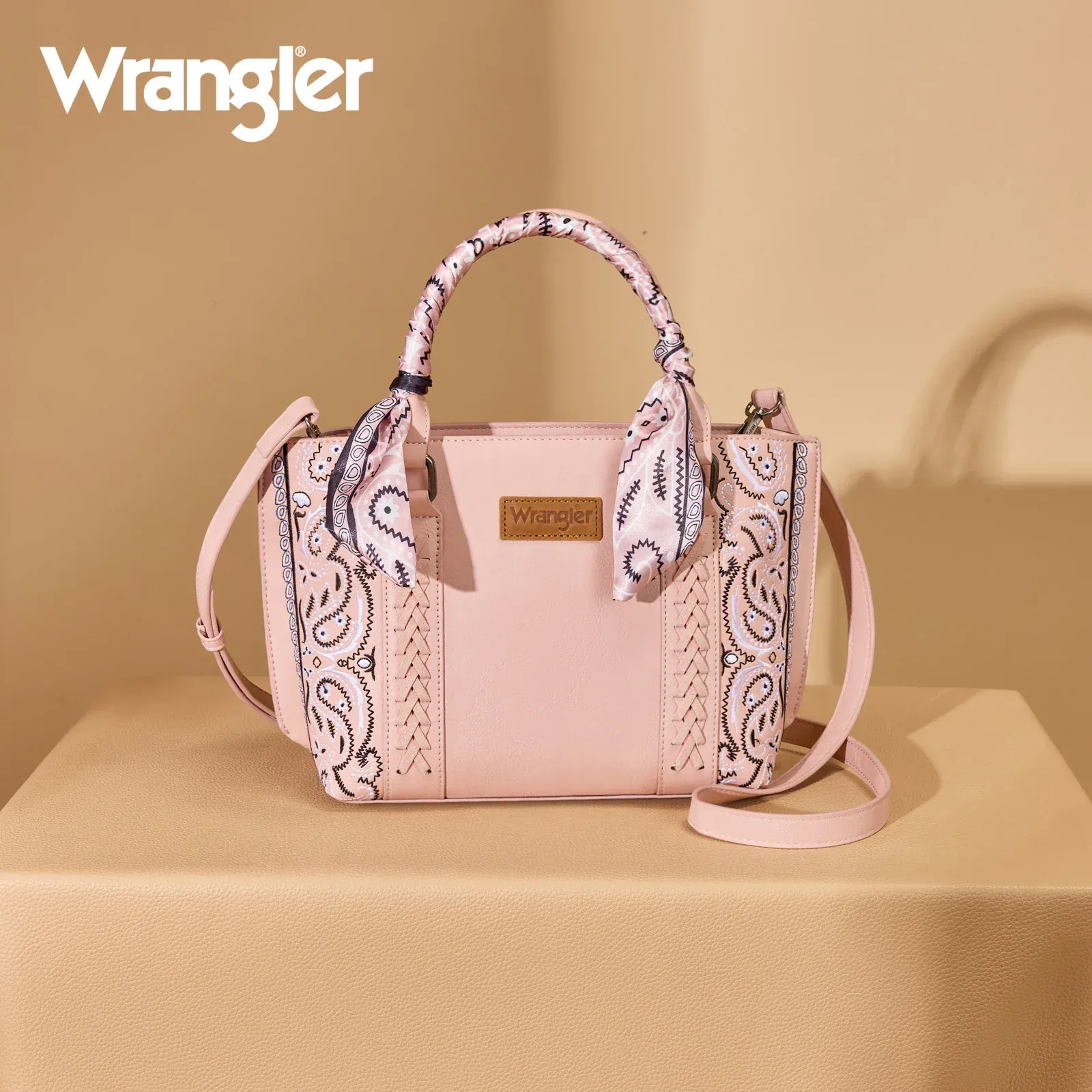 Wrangler Bandana Paisley Print Tote/Crossbody -Pink - Image 2