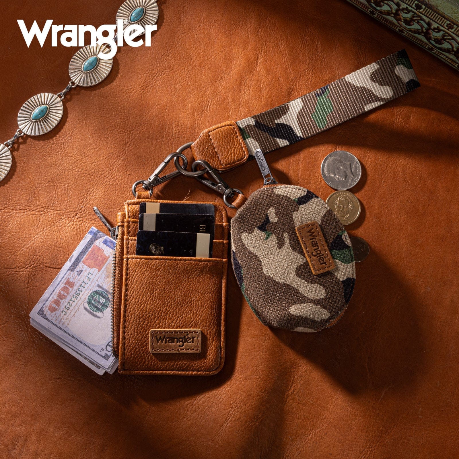 Wrangler Camo Print Dual Pouch Wristlet - Image 2