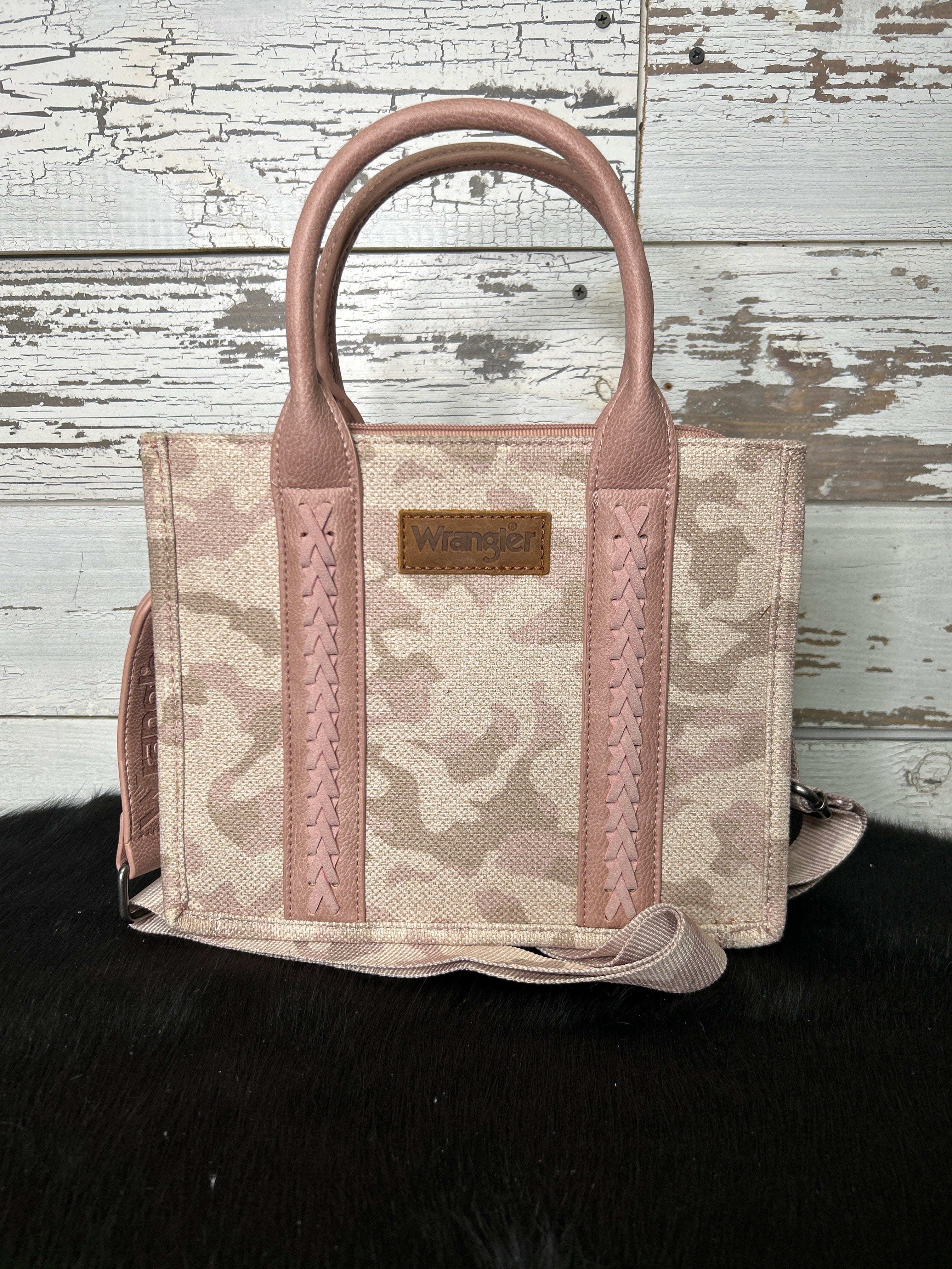 Wrangler Camo Print Tote/Crossbody - Pink