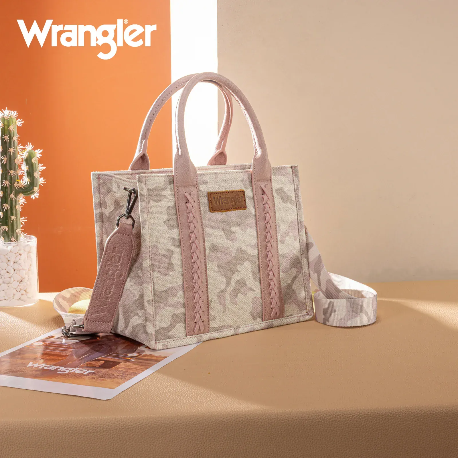 Wrangler Camo Print Tote/Crossbody - Pink - Image 3
