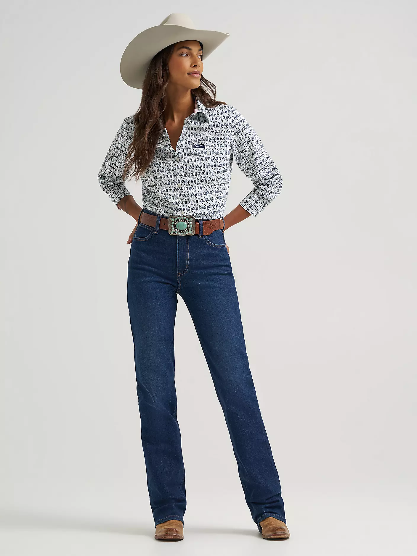 Wrangler Sierra Western Shirt ~ Boot Print